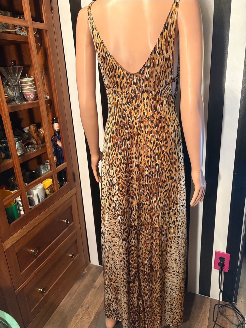 70s Vintage Leopard Print Slip Maxi Dress Sexy Nightgown Dress Size Small 2/4 - Picture 6 of 16